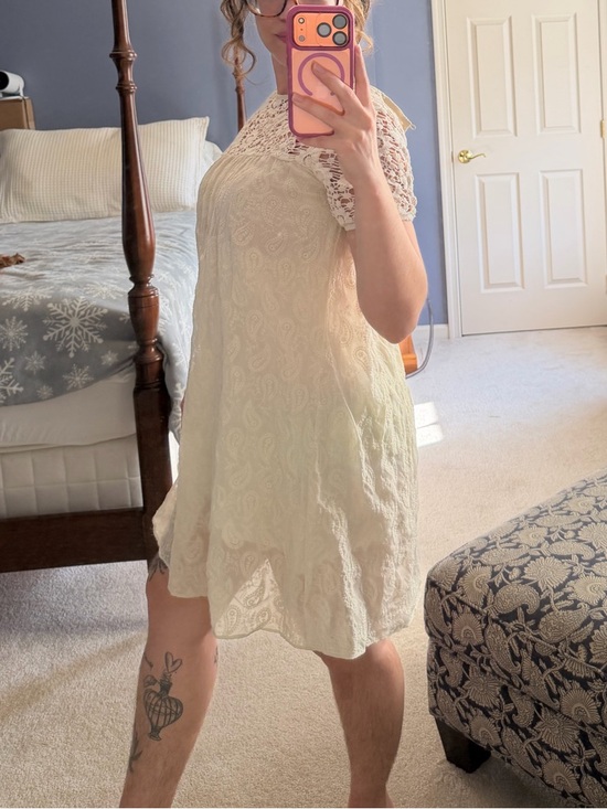 Lace Ivory Short Sleeve Dress - Picture 3 of 3